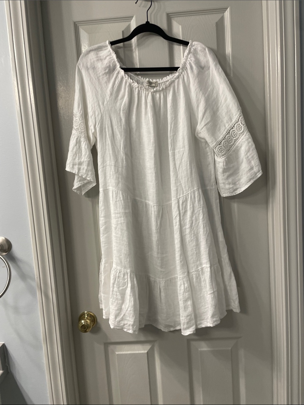 White Lace-Trim Mini Dress - Lightweight Boho Style
